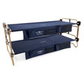 Double Cot XL Benchable Bunk w/ Storage Organizers, Navy, 2-tier