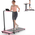 Portable Folding Walking Pad, 300lb Capacity, 7.5 MPH Under Desk Treadmill w/ Remote & LED Display, 2-in-1 for Home/Office/Exercise (Pink)