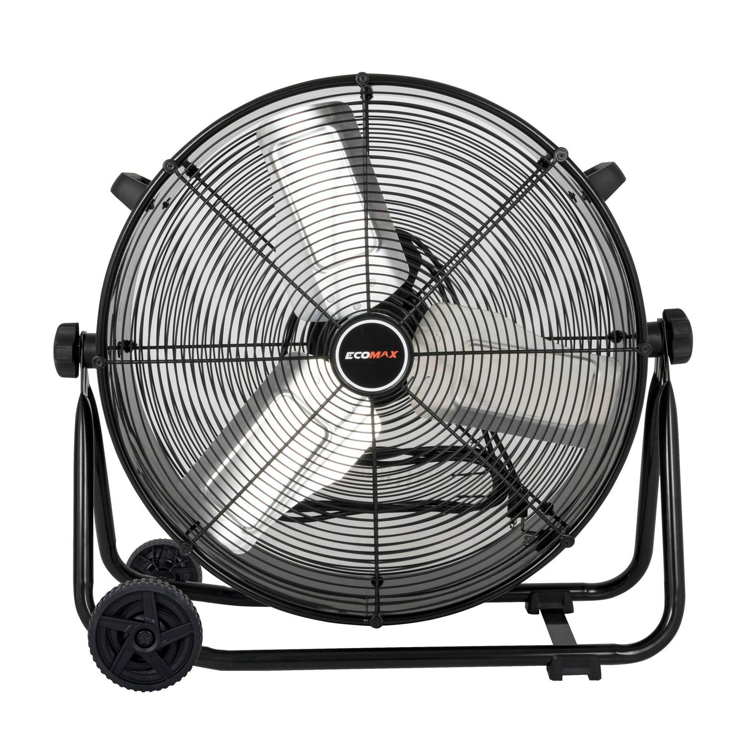 24" High Velocity Drum Floor Fan, Industrial, 3-Speed, Adjustable Tilt